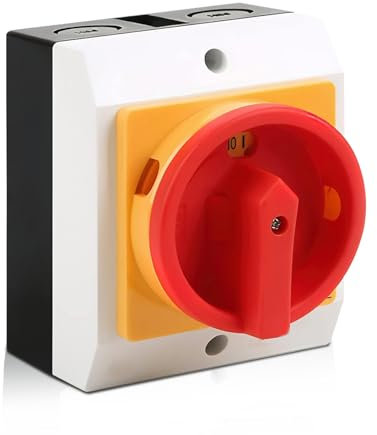 Interrupteur principal Disjoncteur 25 A Interrupteur rotatif Disjoncteur : WIYETY 4 broches Interrupteur de réparation avec boîtier de séparation de l'alimentation, fonctionnement d'arrêt,
