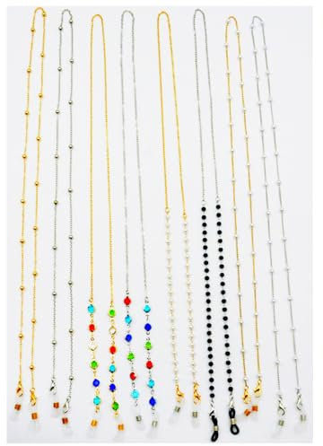 8 Pièces Chaînes de Lunettes,Cordon de Lunettes de Soleil,Femme Sangle de Lunettes avec Anneau en Caoutchouc