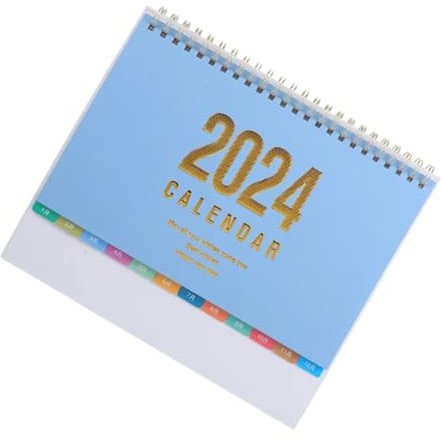 UNbit Familien-Tischkalender, Kalender for Umblättern 2024, Büro-Schreibtisch-Dekor, Tisch-Standkalender, monatlich mit to-Do-Liste, Seite for Umblättern, Home Supply Office-Tischkalender(Color:Blu)