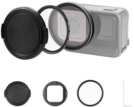 PULUZ Lens Filter Kit for Insta360 Ace Pro Camera,Aluminum Alloy Frame,52mm UV Lens Filter Adapter Ring with Lens Cover for Insta360 Ace Pro Action Camera Accessories