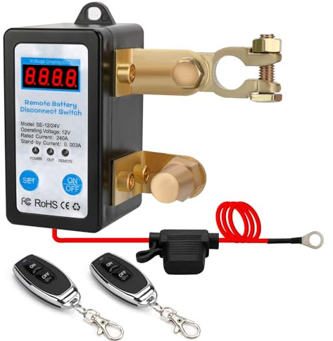 Intelligente Stacca Batteria 12V per Auto, 12V 240A Sezionatore Auto Remoto Senza Fili con LED Volt Display 12V Auto Staccabatteria Automatico per Auto RV ATV Moto Camion Barca