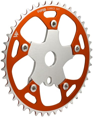 WFS Pulsar Chainring w/Spider Sprocket 44T 1/8 110mm BCD 5 Arm Hole for Old School Mountain Bike, Road Bikes, MTB and BMX Single Speed Fixie