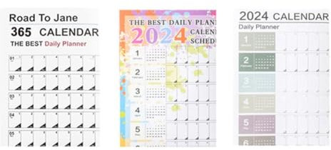 Ghnbajzls 3-Teiliger Kalender 2024, 365-Posterkalender, Zusammenklappbar für Schule, Heimbüro, 29,2 X 20,7