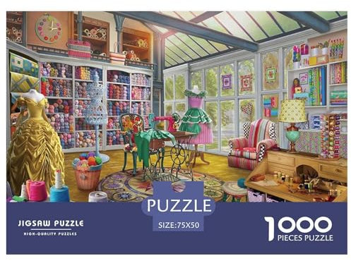 Nähzimmer-Puzzle für Erwachsene und Jugendliche, 1000 Teile, Puzzle für Erwachsene, nachhaltige Puzzlespiele, 1000 Teile (75 x 50 cm)