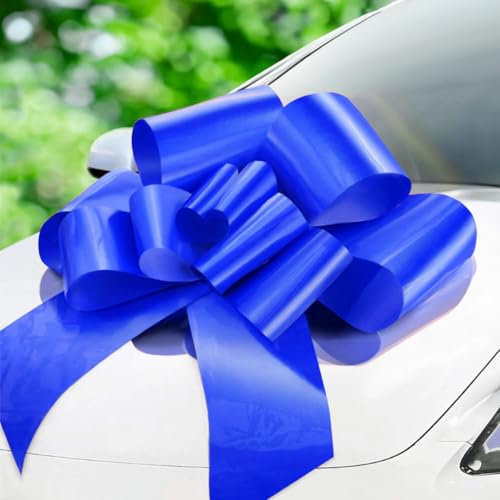 Jonami Schleife Auto Große Geschenkschleife Riesenschleife XXL 76 cm für Auto, Blaue Autoschleife Groß Riesige Schleife 18 Geburtstag Auto Blau - ø 76 cm