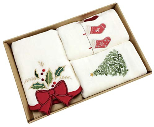 plplaaoo Ensemble de 3 Serviettes à Main en Forme de Bonhomme de Neige avec Amis d'hiver de Noël - Gants de Toilette en Pur Coton - Serviettes de Cuisine de Noël - Serviettes de lavabo