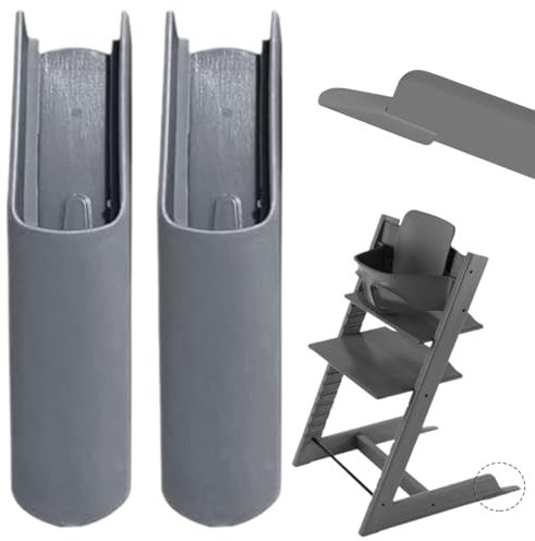 GXGM 2 Stück Erweitertes Gleiterset Kompatibel Für Stokke Tripp Trapp Hochstuhl, Kompatibel Mit Tripp Trapp Modellen,Kinderhochstuhl-Zubehör,Fußabdeckung Sicherheit (grau)
