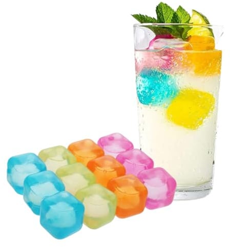 YUZNA 12 pièces glaçons réutilisables, glacon reutilisable pour fête et congélateur, ice cube dans de superbes couleurs (superbes couleurs)