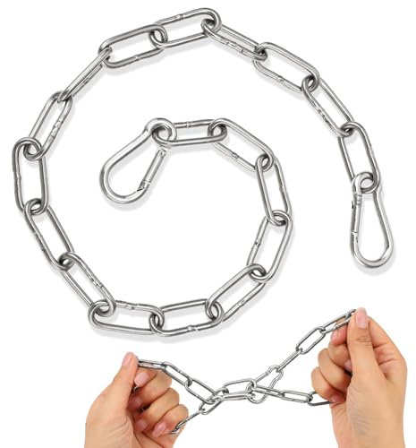 YQQYG Edelstahlkette Torkette, Metall Kettenschloss, Kettenglieder Tor Metallkette, Gliederkette mit Karabinern, Edelstahlkette Für Hundekette Ankerkette Wäschekette Schwenkkette