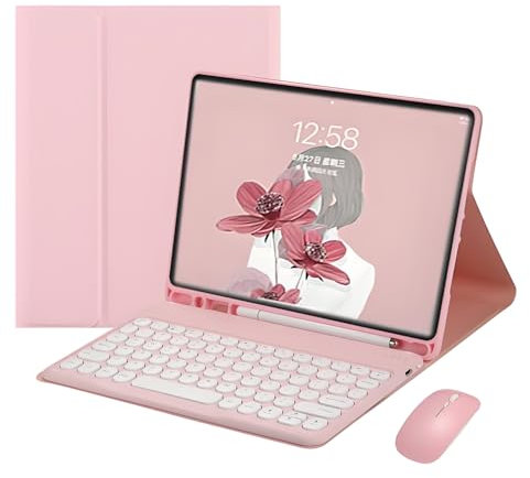 JZ Clavier Tactile magnétique combiné Cas pour iPad Pro 12.9 inch(6th/5th/4th/3rd Case avec Clavier Cover et Souris (Stylo Non Inclus) for iPad Pro 12.9 inch(2022/2021/2020/2018 - Pink