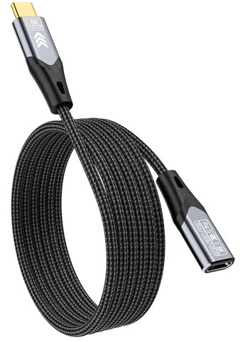 HOTUTUKI USB-c Extension Cable 3.3FT/1M Compatible with Thunderbolt 4 Extension Cable high Speed 40Gbps Data Transfer, USB c Male to Female, 8K Display/Video 240W, for Docking Station