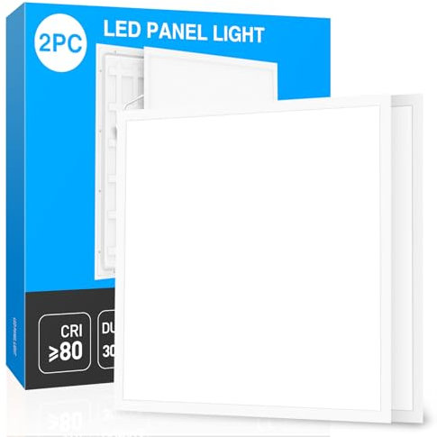 Oscilunaria LED Panel 60x60 (2 Stück) Deckenleuchte, LED Deckenpanel Rasterleuchte, CCT 3-in-1 Farbtemperatur & Lumen wählbar, blendfrei UGR≤23, 50.000+ Std. Lebensdauer, IP44 (2 Stück)