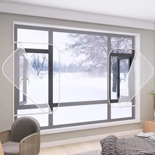 Fenster Folie Thermofolie Mit Reißverschluss, Kälteschutzfolie Fenster Gegen Kälte, Fensterdichtung Thermo Cover Transparente Wärmedämmung Gegen Kondenswasser
