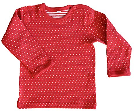 Leela Cotton Unisex Kids Wendelangarmshirt, weiß T-Shirt, Hibiskus/Naturweiss, 62/68