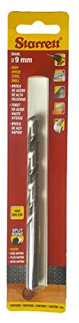 Starrett Split Point Drill Bits - HSS High Speed Steel 9x125mm KBAR090 Twist Drill Bit - For Steel Cast Iron Wood Soft Materials Iron