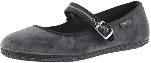 victoria Bailarinas Oda Terciopelo & Ribete Al Tono & Hebilla 104913 para Niñas Gris 31