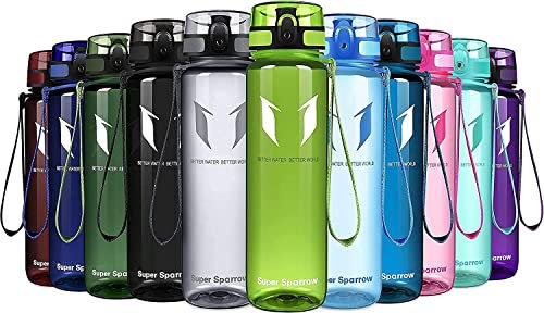 Super Sparrow Botella de Agua Deportiva - 1000ml - Sin BPA (Transparente- Limeade)