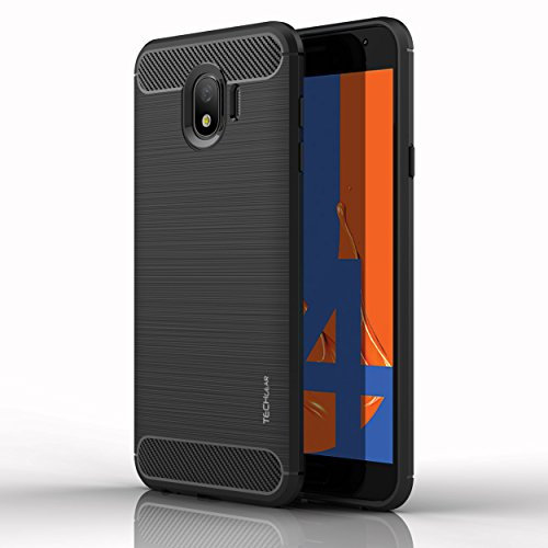 TECHGEAR Galaxy J4 2018 Case - [Stealth Case] Flexible, Shockproof, Slim Fit, Soft TPU Protective Shell Cover with Carbon Fibre Design Compatible with Samsung Galaxy J4 2018 (SM-J400 Series)