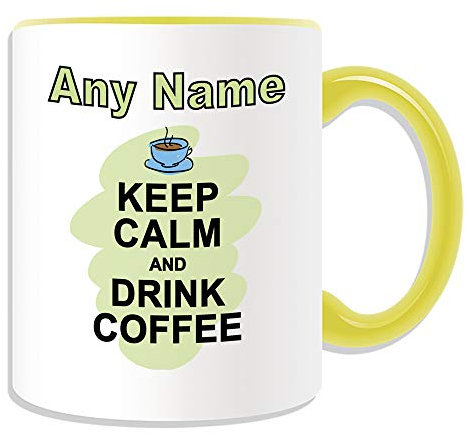 UNIGIFT Personalised Gift - Keep Calm Drink Coffee Mug (Food Design Colour Handle) Any Name Message Unique - Carry Poster Party Diet Snack Beer Wine Milk Tea Chocolate Juice Coke