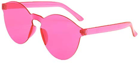 Lazzboy Randlose Transparente Brille Europa Und Amerika Candy Color Paar Sonnenbrillen Runde Hippie Sonnenbrille John 60's Stil Kreis Farbige Gläser(G)