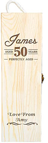 howson london Personalised Engraved Wooden Wine Gift Bottle Box Birthday Gift Red Wine Vintage Chest 18th 21st 30th 40th 50th 60th 80th(Design 2)