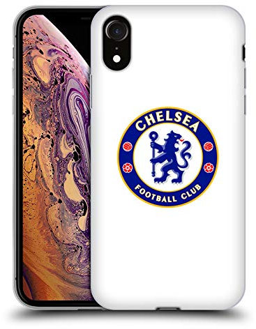 Head Case Designs Licenciado Oficialmente Chelsea Football Club Blanco Liso Cresta Carcasa de Gel de Silicona Compatible con Apple iPhone XR