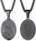 PROSTEEL religiöse Halskette Herren schwarz Edelstahl Heilige Michael Anhänger mit 55cm Ankerkette Oval Erzengel Gebeten Medaille ModeSchmuck Accessoire für Männer Jungen