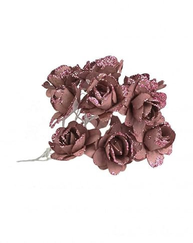 Générique 12 Fleurs Papier PAILLETÉ Rose Gold