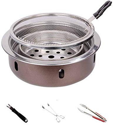 Rauchloser Antihaft Grilltopf, Multifunktional Haushaltshalter Grill Grill Verdickung Gewerblicher Kohlenstoffgrill Holzkohle Pfanne,J
