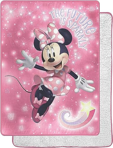 Northwest Minnie Mouse Minnie Sparkles Übergroße Sherpa-Überwurfdecke, seidig, 152,4 x 203,2 cm