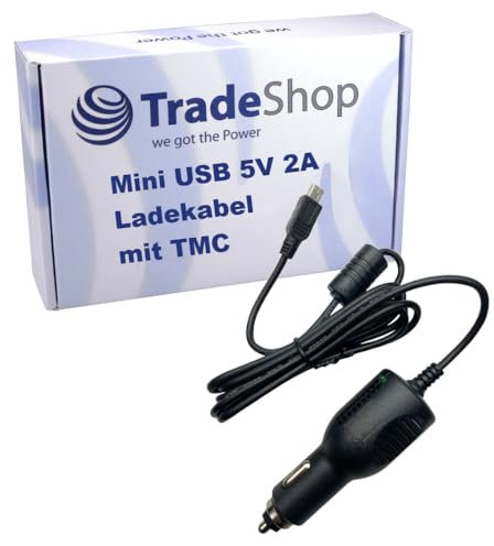 Trade-Shop Premium Mini USB KFZ Auto Ladekabel Ladegerät für Becker Traffic Assist Z204 Z205 Z213 Z215 Z217, Garmin Forerunner 205 206 301 305 / Navi
