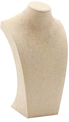 F Fityle Espositore per Collana Busto Manichino Espositore per Gioielli, Lino Beige - Cinque Misure