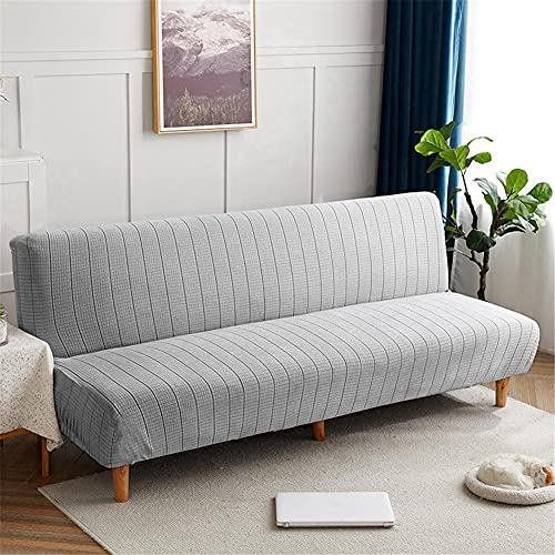 Hiseng Sofabezug 3 Sitzer Ohne Armlehne, Moderner Druck Clic Clac Sofahusse Stretch Schutzhülle Protector Bettcouch Schonbezug Couch überzug Sofabettüberzug (Silber grau,S: 130-155cm)