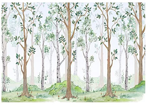 WallArena - Vlies Fototapete Kinderzimmer 152x104 cm Wald Mädchen Bäume Skandinavisch für Kinder - Fototapeten Tapeten für Kinder Kindertapete - Vliestapete Wandtapete Tapete 3D Effekt
