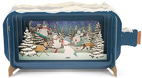 Alljoy Design Message in A Bottle Skating Snowmen Pop Up Christmas Greeting Card Alljoy Cards XMIB052 XMIB052