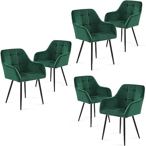 Perfur Casa® Esszimmerstühle 6er-Samt Grün: Esszimmer Set - Stuhl für Ihren Esstisch auch Stühlen Eessel Stühle mit Ihres Esszimmer