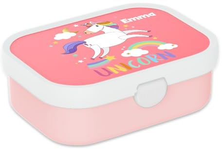 Mepal Personalisierte Brotdose mit Namen - Bento Lunchbox für Kinder - Einhorn - Geeignet für bis zu 4 Butterbrote - BPA-frei & Spülmaschinenfest - 750 ml - Regenbogen