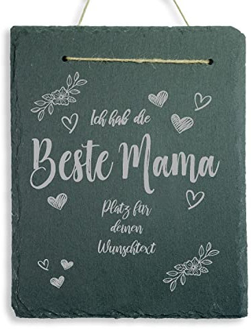 Ich hab die Beste Mama | Stein Schild Schiefertafel mit Holz Gestell | personalisiert mit deinem Text als Geschenkidee zum Muttertag