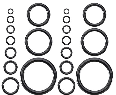40 Stück Angelrutenführung Rutenring Set, Angelrute Ring aus Keramik 10 Größen 4,8mm-29,9mm Außendurchmesser Reparaturzubehör Schwarz