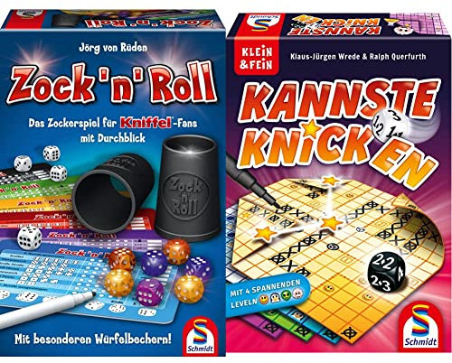 Schmidt Spiele 49320 Zock'n'Roll & 49387 Kannste knicken, Würfelspiel aus der Serie Klein & Fein, Bunt