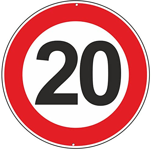 Pubblimania Velocità Massima 20 Km Orari segnaletica stradale cartello segnale in alluminio metallo rotondo spesso 3 mm per esterno Ø 30 (Velocità Massima 20 Km Orari)