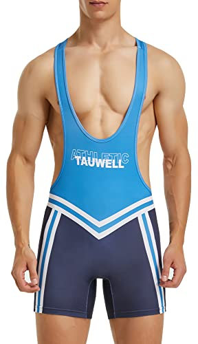 FEOYA Herren Wrestling Singuletts Athletic Supporters Gym Ärmellose Triathlon Powerlifting Kleidung Bequeme Atmungsaktive Einteilige Wrestling Singlet Workout Trikot A-Blau M