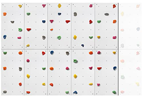 ALPIDEX Kletterwand Komplettset ab 1,44 qm in Natur/Weiß/Braun Klettergriffe und Befestigungsmaterial inklusive, unbegrenzt erweiterbar Kinder Erwachsene, Veredelt Weiß|10 Paneele (7.20 m²)|60 Griffe