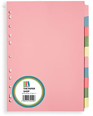 File Dividers A4, 10 Part Folder Dividers for Ring Binders & Lever Arch Files (1 Pack) Binder and Subject Dividers with Writeable Coloured Index Tabs - The Paper Shop