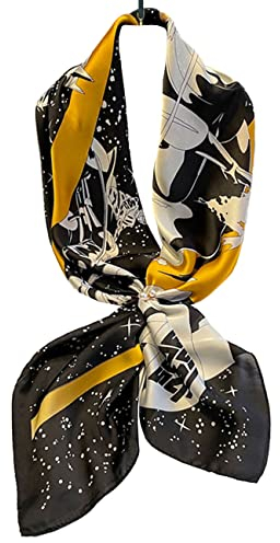 prinfantasy Seidenschal Damen Kopftuch Scarf Women Seidenschal Damen Quadratischer Schal Künstlerisch Gedruckte Tierdruck Leicht Weich Vierecktuch Bandana Kopfschmuck Halstuch Haarband M090045