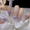 24 pièces/ensemble Faux ongles Ongles en acrylique Ongles couvrants Brillance longue durée Convient aux femmes et aux jeunes filles (Joue bleue)
