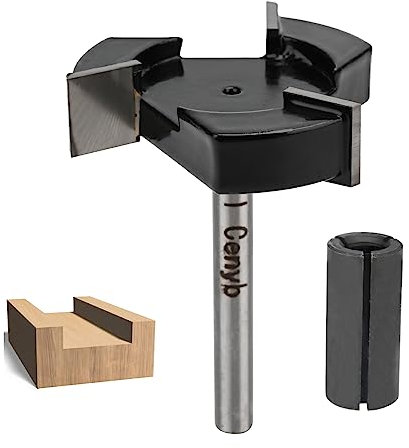 CNC Spoilboard Surfacing Router Bits,1/4 inch Shank, Extra Large 2 inch Cutting Dia with Router Collet, Slab Flattening Router Bit Planing Bit Wood Planing Bit Dado Planer Bit by Cenyb