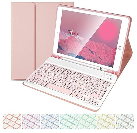 CHAINORA Tastiera Bluetooth Custodia per iPad Air 11 inch 2024 (M2),iPad Air 5th/4th Gen and iPad Pro 11 inch (4th/3rd/2nd/1st Gen),Bluetooth, Rimovibile,Layout Italiano Tastiera (Pink)