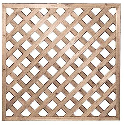 La zappa Pannello grigliato Patio rettangolare in legno tropicale naturale per recinzioni giardino e terrazzo (90 x 90 cm)