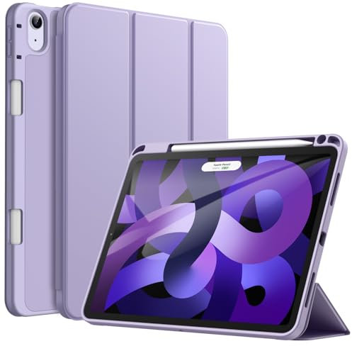 JETech Funda para iPad Air 11 Pulgadas M3/M2 (2025/2024), iPad Air 5/4 (10,9-Pulgadas, 2022/2020 Modelo, 5.ª/4.ª Generación) con Portalápiz, Slim Tableta Cover con Suave TPU Trasera (Lila)